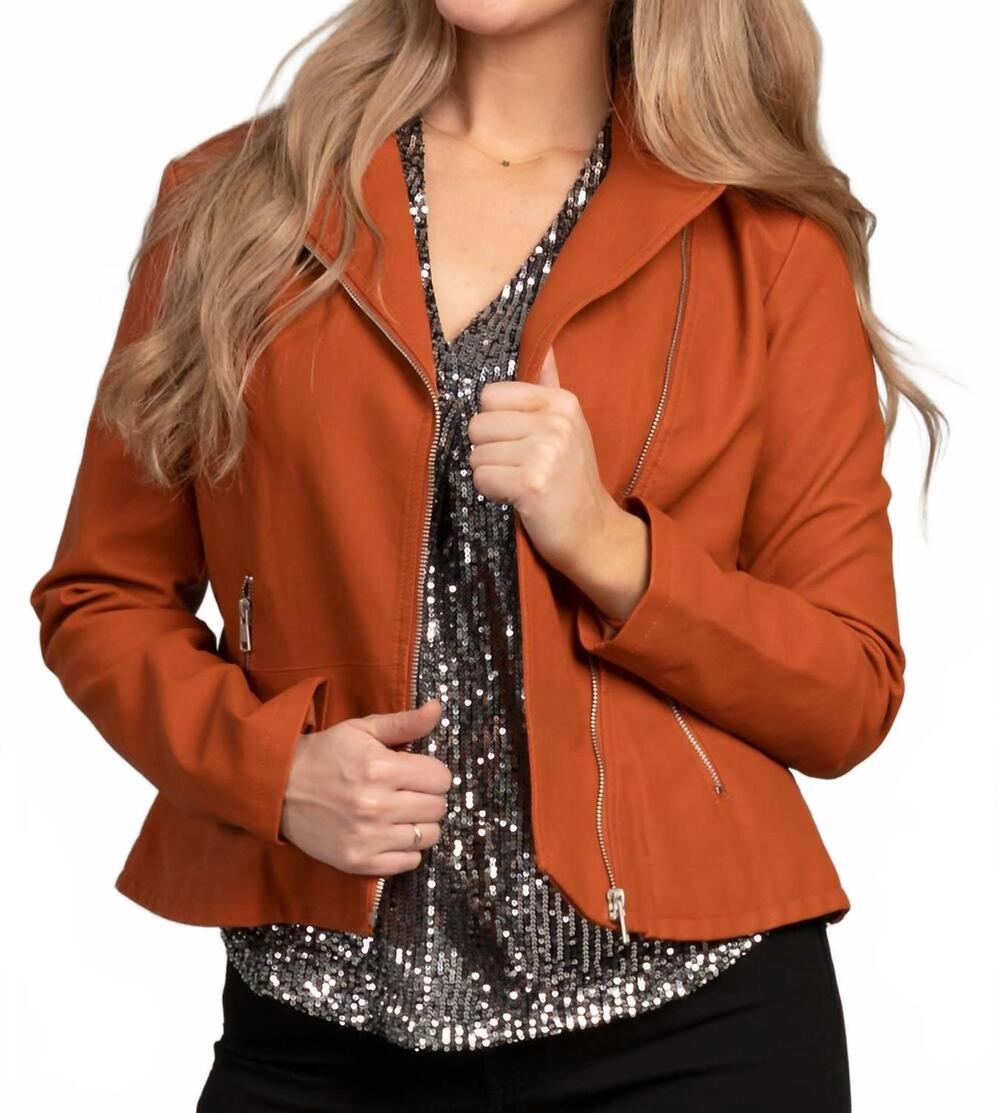NEW BACCINI fern vegan leather jacket in pumpkin